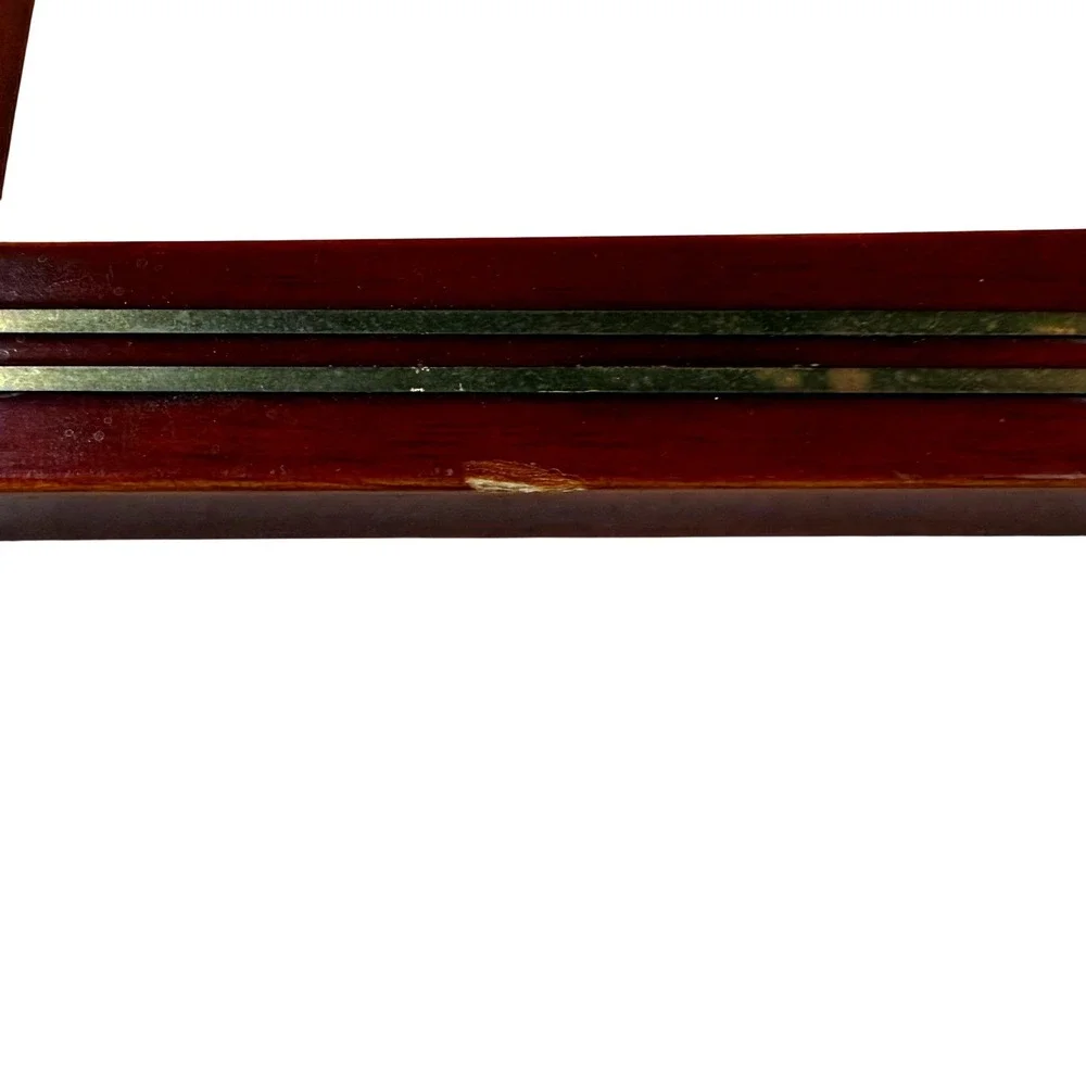 Vintage MCM Wood Picture Frame Brass Inlay Accent Retro Home Decor Made In Korea